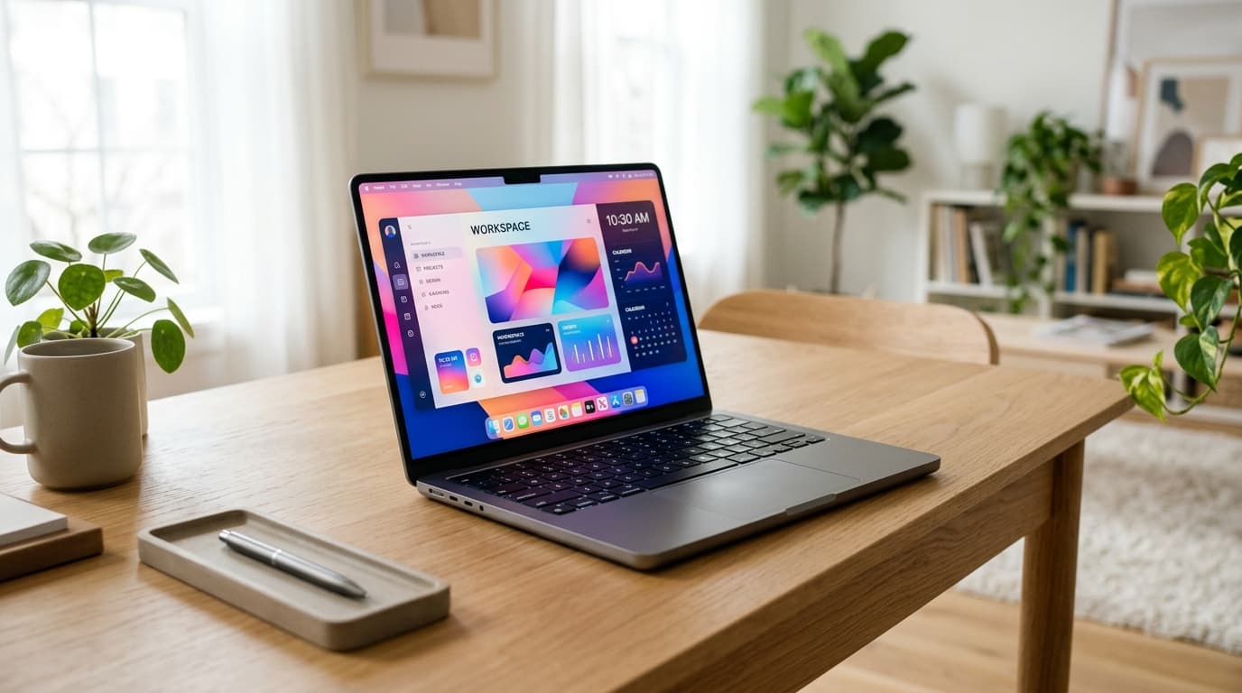 Sleek laptop running Linux